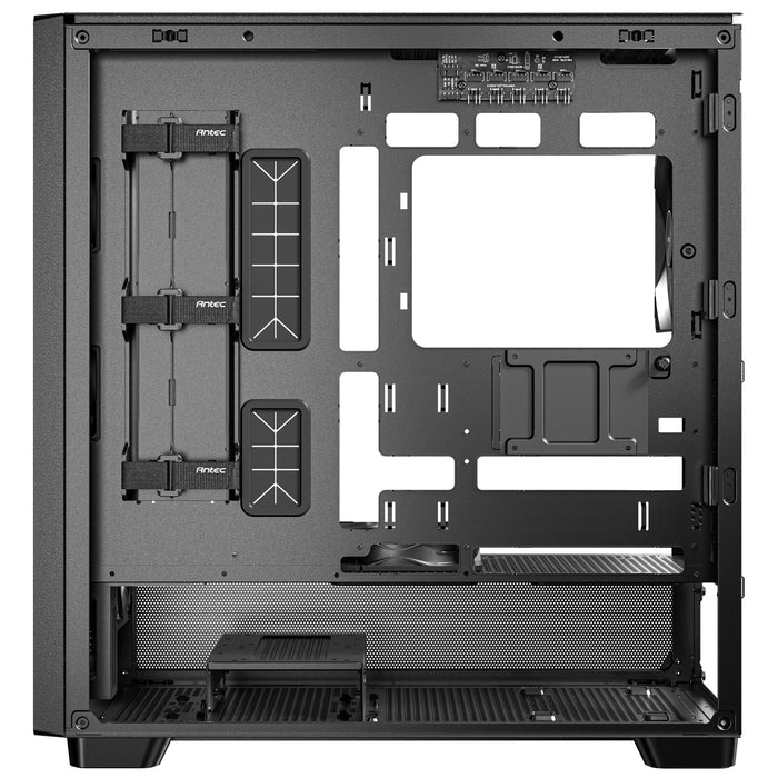 Antec FLUX Mid Tower PC Case - Tempered Glass, Black/Wood, 5 PWM Fans, USB-C, E-ATX/ATX/mATX/ITX Compatibility - IT Supplies Ltd