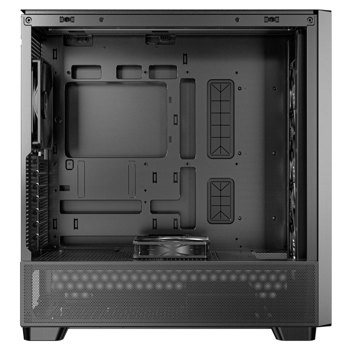 Antec FLUX Mid Tower PC Case - Tempered Glass, Black/Wood, 5 PWM Fans, USB-C, E-ATX/ATX/mATX/ITX Compatibility - IT Supplies Ltd