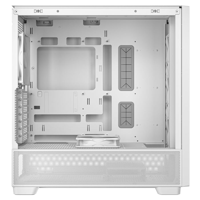 Antec FLUX Mid Tower PC Case - Tempered Glass, White/Wood, 5 PWM Fans, USB-C, E-ATX/ATX/mATX/ITX Compatibility - IT Supplies Ltd