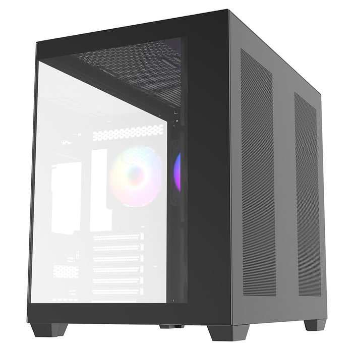 CRONUS Pallas Case, Gaming, Black, Mid Tower, 1 x USB 3.0 / 2 x USB 2.0, Tempered Glass Front & Side Window Panels, Addressable RGB LED Fans, ATX, Micro ATX, Mini-ITX - IT Supplies Ltd