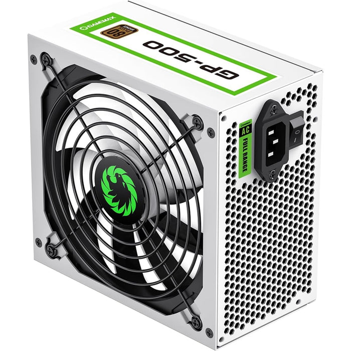 GameMax GP-500 500W 80 Plus Bronze Certified Power Supply Unit with Ultra Silent 140mm White Fan, High Efficiency, and Reliable Performance for Gaming and Office PCs - IT Supplies Ltd