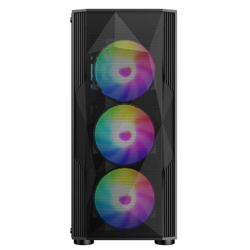 CRONUS Oceanus Case, Gaming, Black, Mid Tower, 1 x USB 3.0 / 2 x USB 2.0, Tempered Glass Front & Side Window Panels, Addressable RGB LED Fans, ATX, Micro ATX, Mini-ITX - IT Supplies Ltd