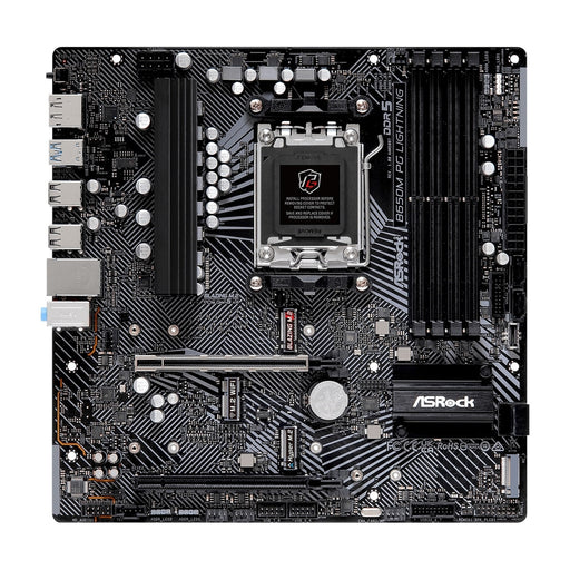 ASRock B650M PG Lightning AMD AM5 Socket Motherboard, Micro-ATX, 4x DDR5 Slots, 3x M.2 Sockets, 1x USB-C Port, 2.5GbE LAN, 1x DisplayPort / 1x HDMI Port - IT Supplies Ltd