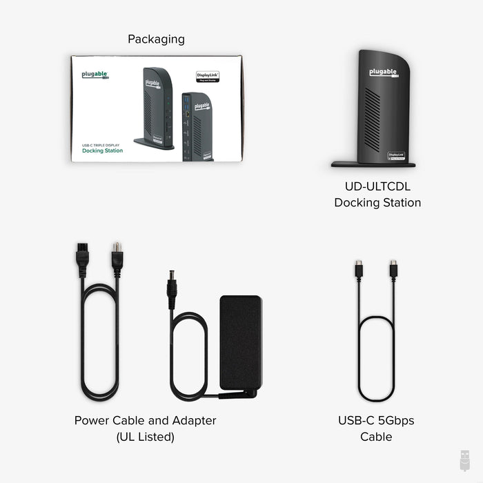 Plugable UD-ULTCDL USB-C Triple Monitor 4K 96W USB-C PD DisplayLink Certified Docking Station - IT Supplies Ltd