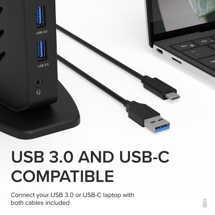 Plugable UD-3900Z USB-A/USB-C Dual Monitor Universal DisplayLink Certified Docking Station - IT Supplies Ltd