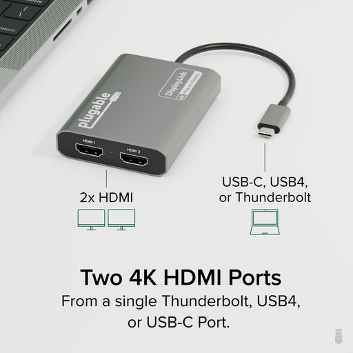 Plugable USBC-6950M Portable USB-C to Dual 4K DisplayLink Certified HDMI Adapter - IT Supplies Ltd