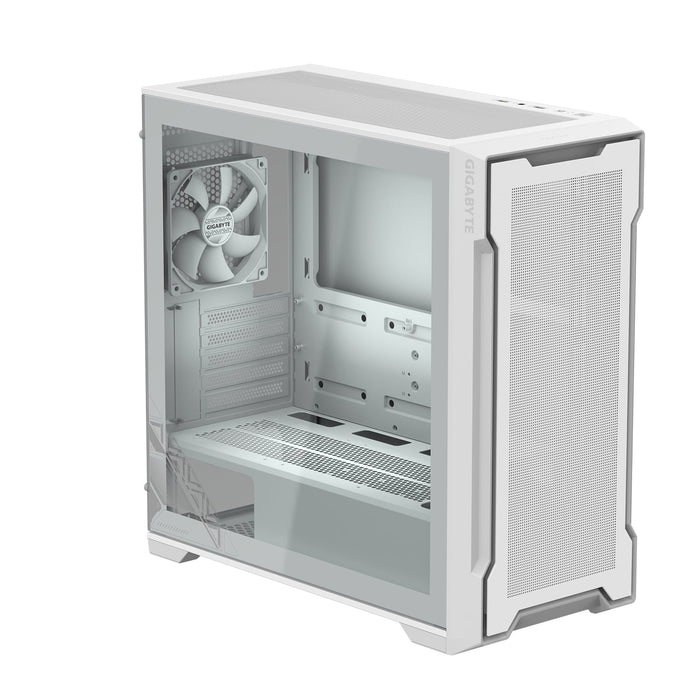 Gigabyte C102 GLASS ICE Mid-Tower Case, White, Tempered Glass Side Panel, USB 3.0 x2, 360mm Liquid Cooling Support, Pre-installed 120mm Fans, RGB Lighting Support, Magnetic Front Panel, PSU Shroud - IT Supplies Ltd