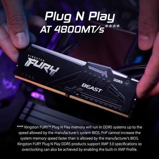 Kingston FURY Beast KF560C36BBE2AK2-32 RGB 32GB (2x16GB) System Memory, DDR5, 6000MHz, Black, 288 Pin, 1.35v, CL36, AMD EXPO Certified - IT Supplies Ltd