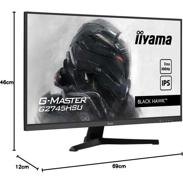 iiyama G-MASTER G2745HSU-B1 27 inch IPS Monitor, Full HD, 1ms, HDMI, DisplayPort, USB Hub, Freesync, 100Hz, Speakers, Black, Internal PSU, VESA - IT Supplies Ltd