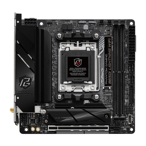 ASRock B650I LIGHTNING WIFI AMD AM5 Socket Motherboard, Mini-ITX, 2x DDR5 Slots, 2x M.2 Sockets, 2x USB-C Port, Fitted I/O Shield, 2.5GbE LAN, Wi-Fi 6E, 1x HDMI Port - IT Supplies Ltd