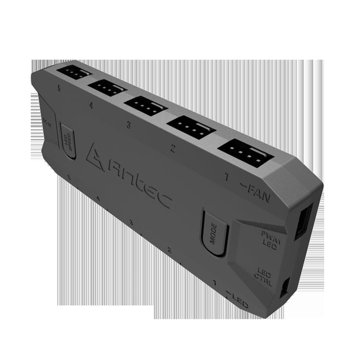 Antec ARGB & Fan Controller - 5 PWM Fan Ports, 5 ARGB LED Ports, SATA Power, Compact Design, 2-Year Warranty