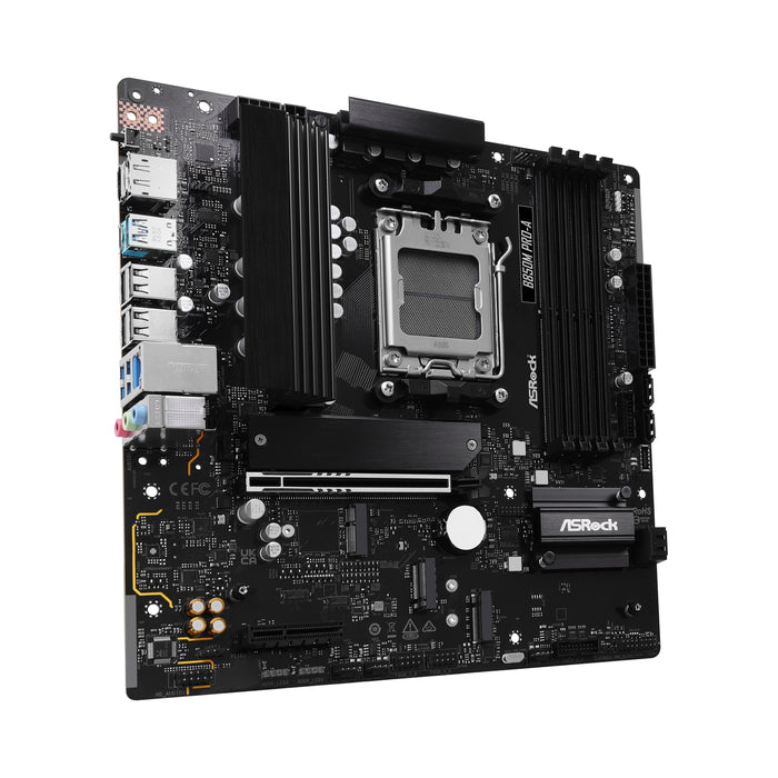 The ASRock B850 Pro-A with AMD AM5, DDR5, 4x M.2 slots, 2.5GbE LAN, Wi-Fi, USB-C, and HDMI ports