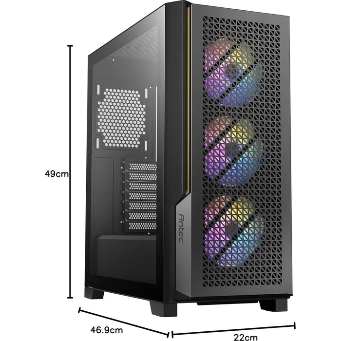 ANTEC P20C ARGB Mid Tower Gaming PC Case, Black, Tempered Glass Side Panel, Unique Metal Mesh Panel, High Airflow Design, 3x 120mm ARGB Fans, E-ATX, ATX, Micro-ATX, ITX