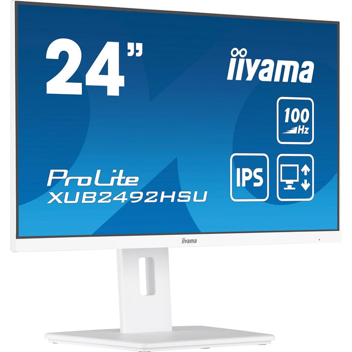 iiyama 24 Inch IPS Monitor XUB2492HSU-W6, Height Adjustable, Full HD, 100Hz, 0.4ms, FreeSync, HDMI, Display Port, USB Hub, White