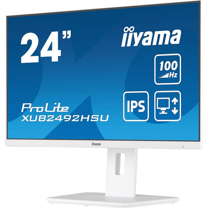 iiyama 24 Inch IPS Monitor XUB2492HSU-W6, Height Adjustable, Full HD, 100Hz, 0.4ms, FreeSync, HDMI, Display Port, USB Hub, White