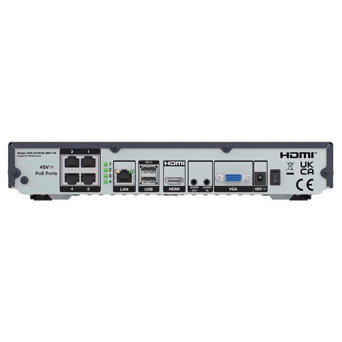 Strong NVR-4CHPOE-8MP-UK 4 Channel 4K H.265+ PoE Integrated NVR with ONVIF Support