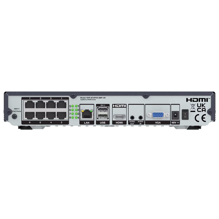 Strong NVR-8CHPOE-8MP-UK 8 Channel 4K H.265+ PoE Integrated NVR with ONVIF Support