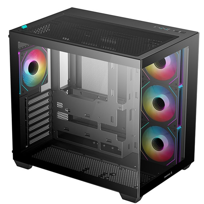 DeepCool CG530 4F Mid-Tower Case with Tempered Glass Panels, 4 Pre-Installed ARGB Fans, and Optimal Airflow Support, Black