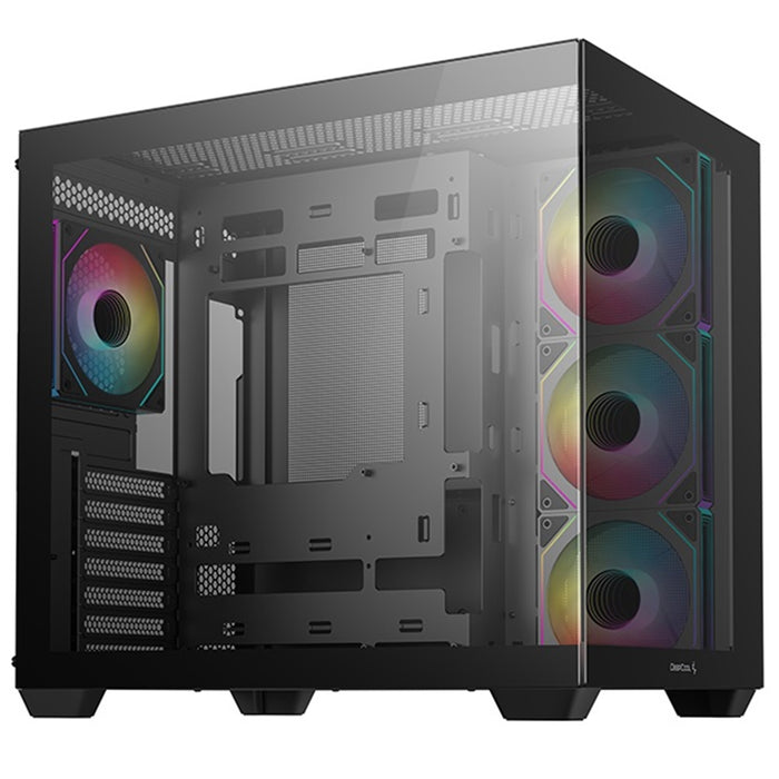 DeepCool CG530 4F Mid-Tower Case with Tempered Glass Panels, 4 Pre-Installed ARGB Fans, and Optimal Airflow Support, Black