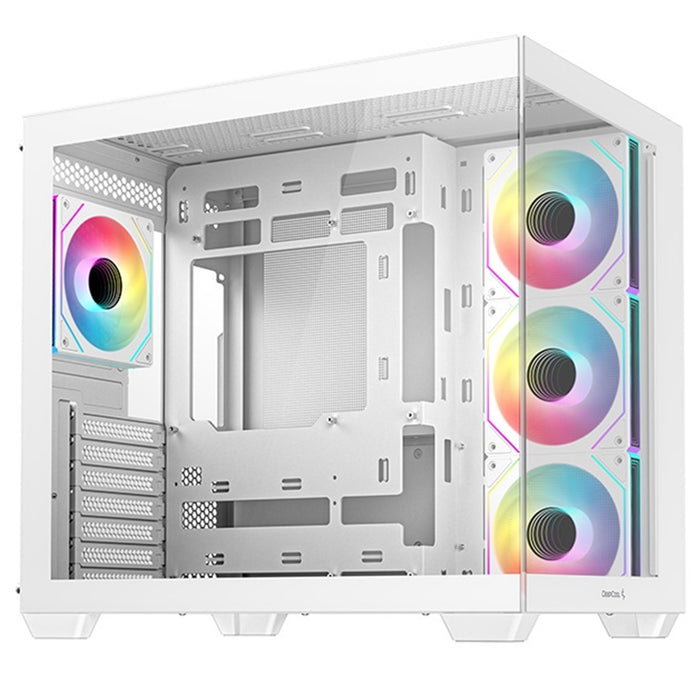 DeepCool CG530 4F Mid-Tower Case with Tempered Glass Panels, 4 Pre-Installed ARGB Fans, and Optimal Airflow Support, White