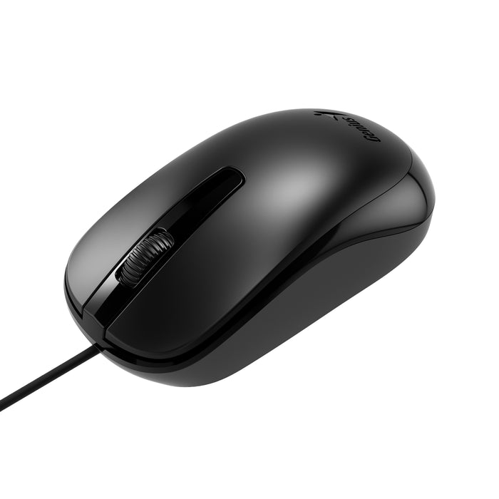 Genius DX-120 Wired USB Type-C Plug and Play Mouse, 1200 DPI Optical Tracking, 3 Button with Scroll Wheel, Ambidextrous Design with 1.5m Cable, Black