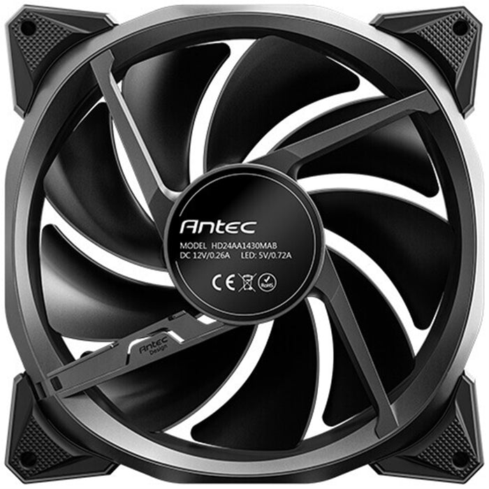 Antec Fusion T3 140mm ARGB PWM Case Fan - Hydraulic Bearing, 600-1500 RPM, Black