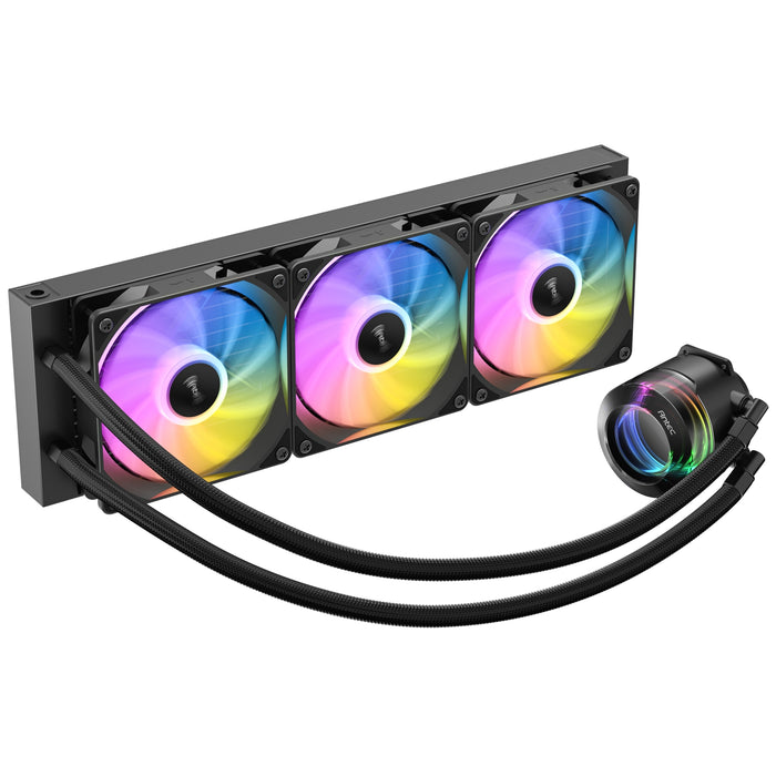 Antec Vortex Lum 360 ARGB CPU Liquid Cooler - Intel & AMD Compatible, 3 x 120mm ARGB Fans, Suspended Spiral Pump Head, Enhanced Cooling Performance