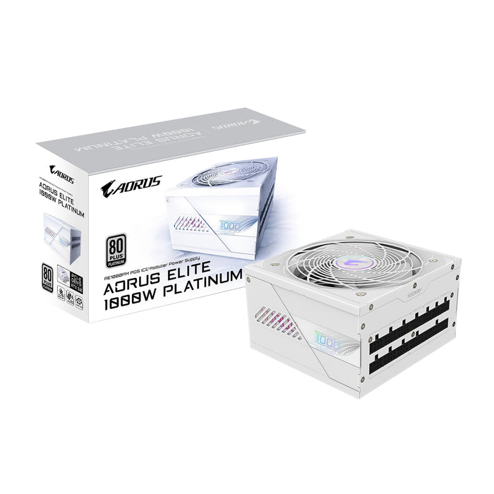 GIGABYTE AORUS ELITE P1000W 80+ Platinum Modular PCIe 5.0 ICE Power Supply - ATX 3.0 Standard, Fully Modular, Quiet 120mm Fan, Compact Design