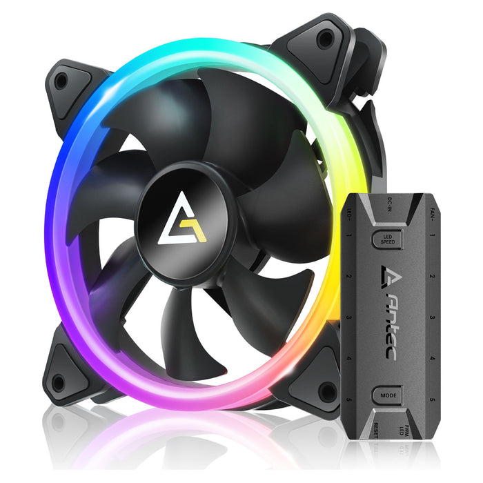 Antec Neon 120 ARGB PWM Case Fan - Hydro Bearing, 800-1600 RPM, Black