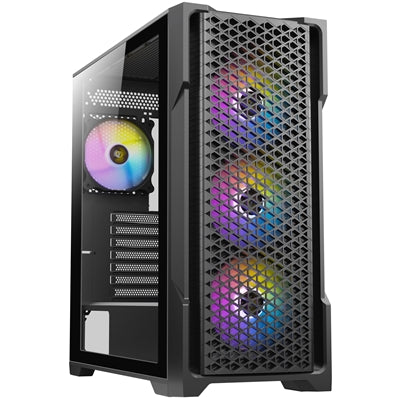 ANTEC AX90 Case, Black, Mid Tower, 1 x USB 3.0 / 2 x USB 2.0, Tempered Glass Side WIndow Panel, Diamond-Shaped Mesh Front Panel for Excellent Cooling Performance, 4 x Addressable RGB Fans Included with Hub - IT Supplies Ltd