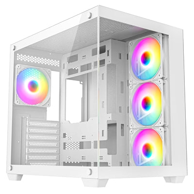 CRONUS Pallas Case, Gaming, White, Mid Tower, 1 x USB 3.0 / 2 x USB 2.0, Tempered Glass Front & Side Window Panels, Addressable RGB LED Fans, ATX, Micro ATX, Mini-ITX - IT Supplies Ltd