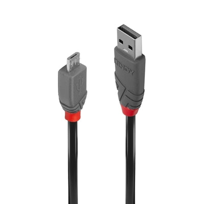 Lindy 36731 USB 2.0 Type A to Micro-B Cable, Anthra Line 0.5m - IT Supplies Ltd