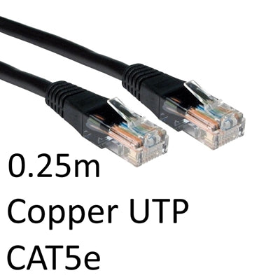 RJ45 (M) to RJ45 (M) CAT5e 0.25m Black OEM Moulded Boot Copper UTP Network Cable - IT Supplies Ltd