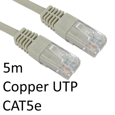 RJ45 (M) to RJ45 (M) CAT5e Grey OEM Moulded Boot Copper UTP Network Cable 5m - IT Supplies Ltd