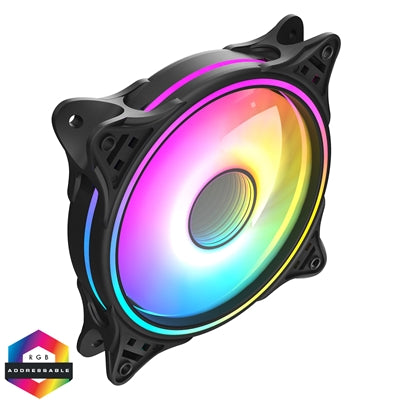 CiT Tornado FNB 120mm RGB LED Fan - High Airflow, Quiet Operation, 4-Pin PWM, Black - IT Supplies Ltd