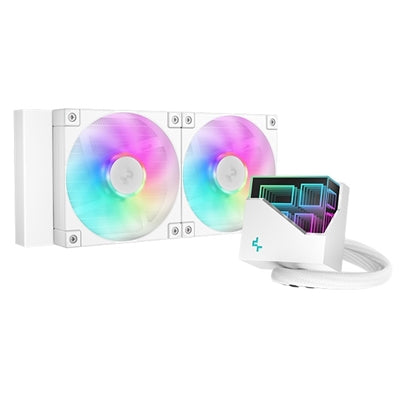 DeepCool LT240 Liquid CPU Cooler, 240mm Radiator, Dual 120mm ARGB Fans, Infinity Mirror Top Cap, Silent Operation, Anti-Leak Tech, White - IT Supplies Ltd