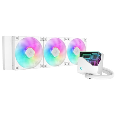 DeepCool LT360 Liquid CPU Cooler, 360mm Radiator, Triple 120mm ARGB Fans, Infinity Mirror Top Cap, Anti-Leak Tech, White - IT Supplies Ltd