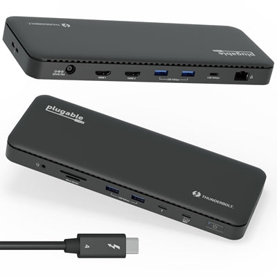 Plugable TBT4-UD5 ThunderBolt 4 Dual Monitor (2x 4K or 1x 8K) 96W USB-C PD Docking Station - IT Supplies Ltd