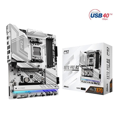 ASRock X870 PRO RS AMD AM5 Socket Motherboard, ATX, 4x DDR5 Slots, 3x M.2 Sockets, 3x USB-C Port, Fitted I/O Shield, 2.5GbE LAN, 1x HDMI Port / 2x USB-C (USB4) - IT Supplies Ltd