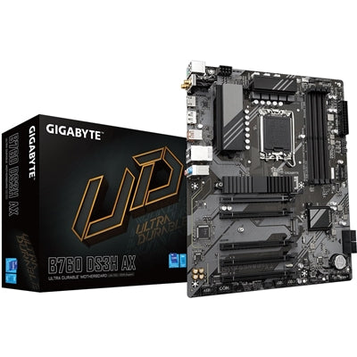 Gigabyte B760 DS3H AX Ultra Durable Intel 1700 Socket Motherboard, ATX, 4x DDR5 Slots, 2x M.2 Sockets, 2x USB-C Port, Fitted I/O Shield, GbE LAN, Wi-Fi 6E, 1x DisplayPort / 1x HDMI Port - IT Supplies Ltd