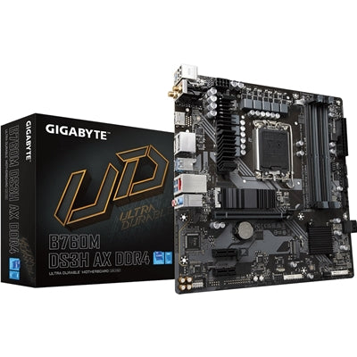 Gigabyte B760M DS3H AX Ultra Durable Intel 1700 Socket Motherboard, Micro-ATX, 4x DDR5 Slots, 2x M.2 Sockets, 1x USB-C Port, Wi-Fi 6E, 2x Display Ports 1.2 / 1x HDMI Port - IT Supplies Ltd