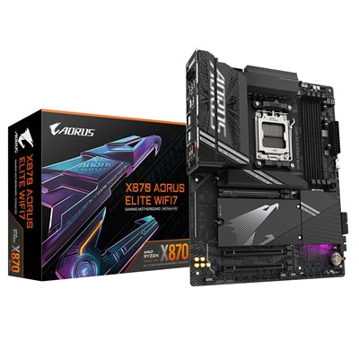 Gigabyte X870 AORUS ELITE WIFI7 AMD AM5 Socket Motherboard, ATX, 4x DDR5 Slots, 3x M.2 Sockets, 3x USB-C Port, Fitted I/O Shield, 2.5GbE LAN, Wi-Fi 7, 2x HDMI Port / 2x USB-C (USB4) - IT Supplies Ltd