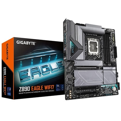 Gigabyte Z890 EAGLE WIFI7 Intel 1851 Socket Motherboard, ATX, 4x DDR5 Slots, 4x M.2 Sockets, 2x USB-C Port, Fitted I/O Shield, 2.5GbE LAN, Wi-Fi 7, 1x DisplayPort / 1x USB-C (USB4) - IT Supplies Ltd