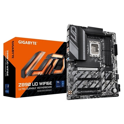 Gigabyte Z890 UD WIFI6E Ultra Durable Intel 1851 Socket Motherboard, ATX, 4x DDR5 Slots, 3x M.2 Sockets, 2x USB-C Port, 2.5GbE LAN, 1x DisplayPort / 1x USB-C (USB4) - IT Supplies Ltd