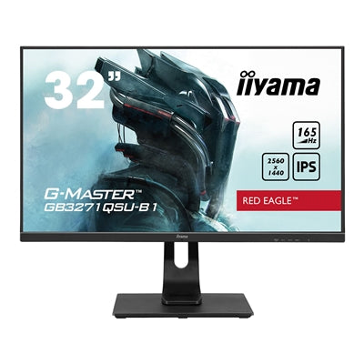 iiyama G-Master GB3271QSU-B1 32 Inch Red Eagle Gaming Monitor, IPS, 2560x1440, 1ms, 165hz, FreeSync, HDMI, Display Port, USB Hub, Speakers, Int PSU, Height Adjustable - IT Supplies Ltd