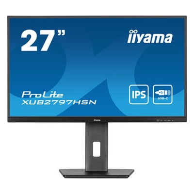 iiyama ProLite XUB2797HSN-B1 27 Inch Full HD IPS Monitor, Matte Black, USB-C Dock, RJ45, 100 Hz, 1x HDMI, 1x DisplayPort, 4x USB Hub, Speakers, Height Adjust, Pivot, VESA - IT Supplies Ltd