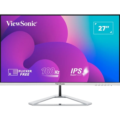 Viewsonic VX2776-SMH 27 Inch IPS Frameless Monitor, Full HD, 100Hz, 4ms, VGA, 2xHDMI, Int PSU, VESA, Chrome Stand, Speakers - IT Supplies Ltd