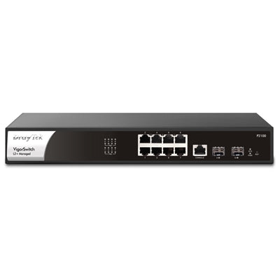 DrayTek VSP2100-K VigorSwitch P2100 8 Port Gigabit POE Layer 2+ Managed Switch with 2 SFP Uplink Ports - IT Supplies Ltd