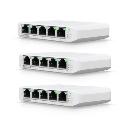 Ubiquiti USW-FLEX-MINI-3 UniFi USW Flex Mini 5 Port Smart Managed POE/USB C Powered Gigabit Network Switch (Triple Pack, No PSU) - IT Supplies Ltd