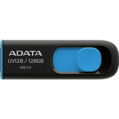 Adata UV128 128GB USB 3.2 Gen 1 Flash Drive, Capless Design, Black/Blue - IT Supplies Ltd